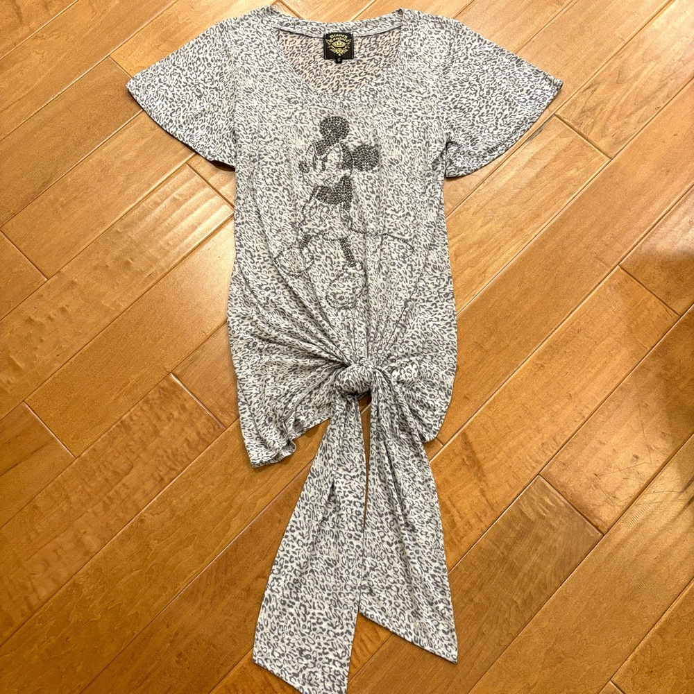 Vintage Disney Couture Women’s Rhinestone Mickey Tunic Gray Animal Prnt Sz Small